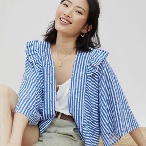 Anthropologie Blue and White stripe cardigan